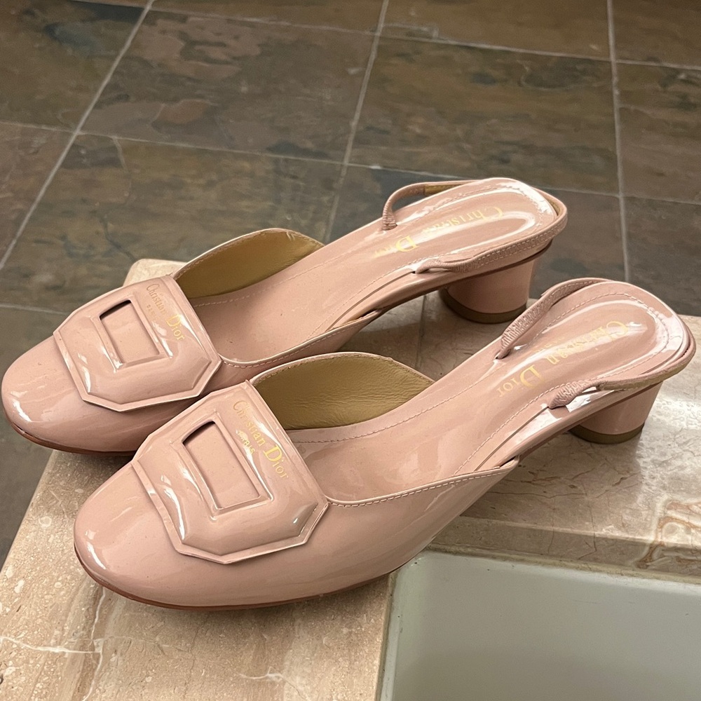 Dior Blush Pink Patent Leather Mules
